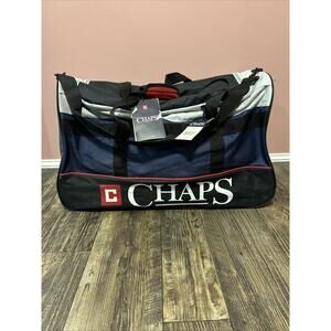 Chaps Luggage Navy Yates Duffle Bag Large Vintage Weekender Mens $200 NEW 25”